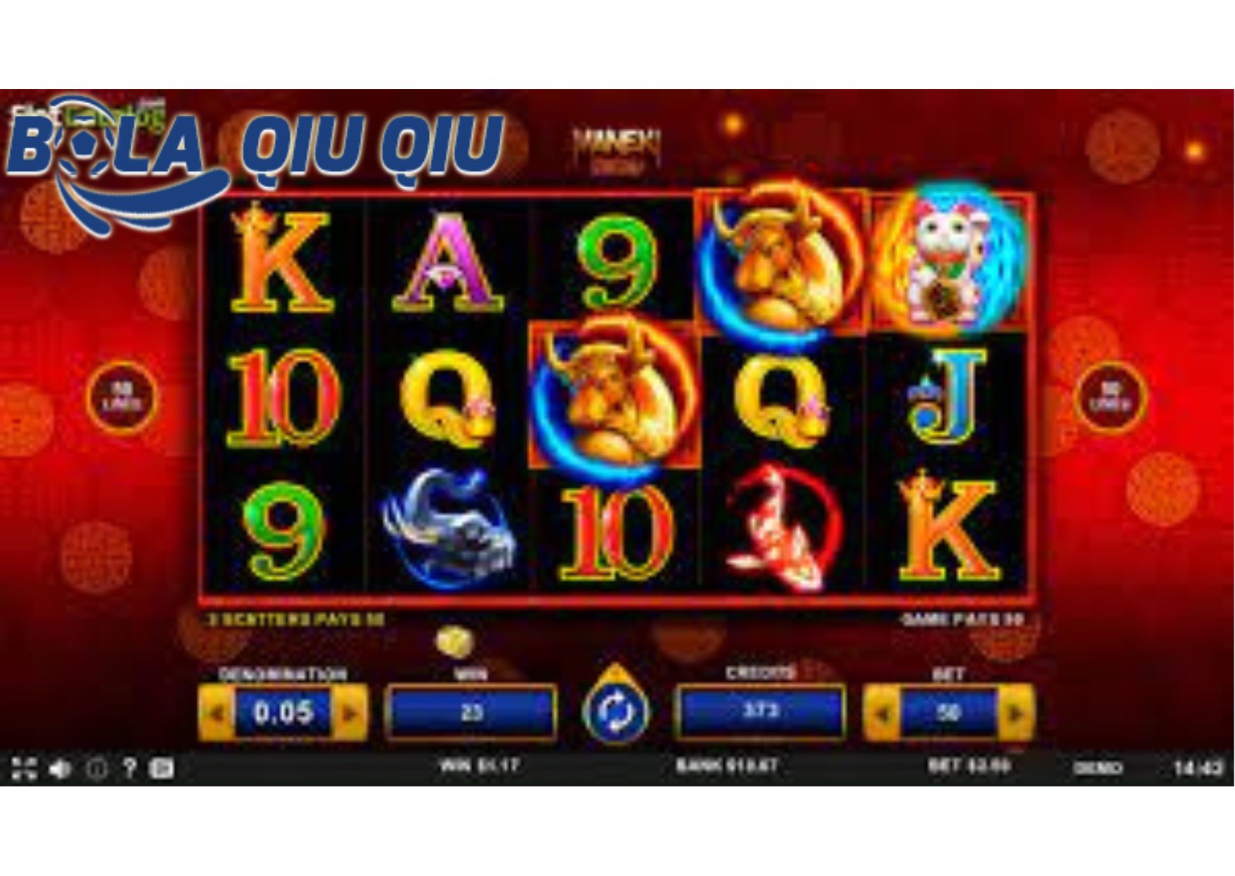 Fitur Cascading Wins Slot Maneki Neko di Situs BolaQiuQiu